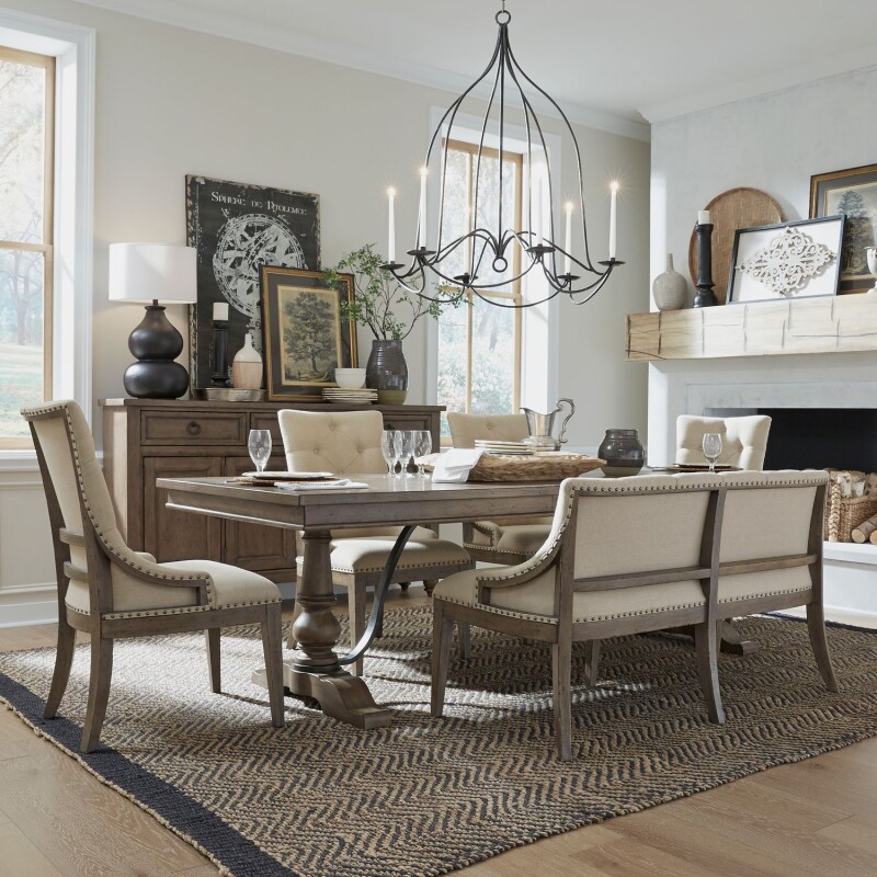 Americana Farmhouse 6 Piece Trestle Table Set 615DR6TRS