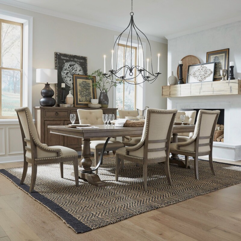 Americana Farmhouse 7 Piece Trestle Table Set 615DR7TRS