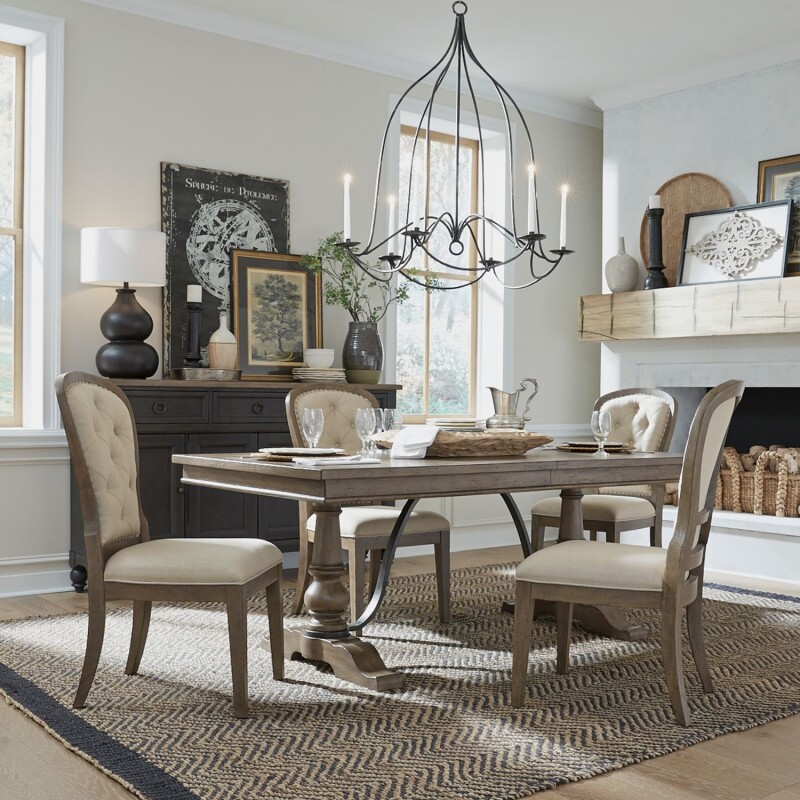 Americana Farmhouse Optional 5 Piece Trestle Table Set 615DRO5TRS