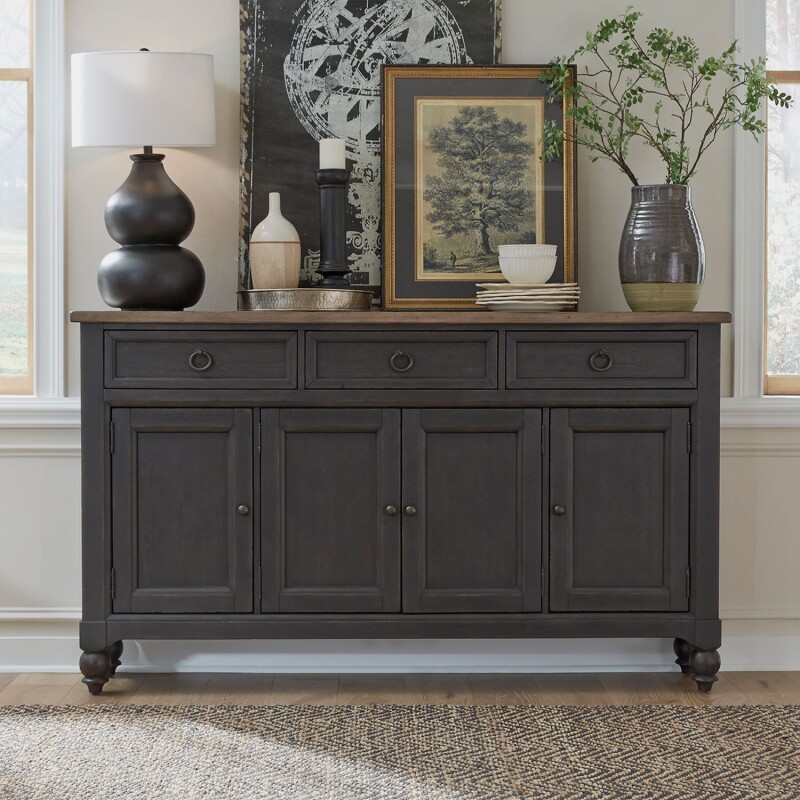 Americana Farmhouse Hall Buffet- Black 615HB7242B