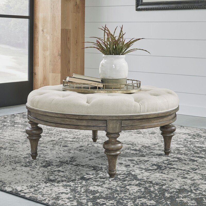 Americana Farmhouse Round Cocktail Ottoman 615OT1080