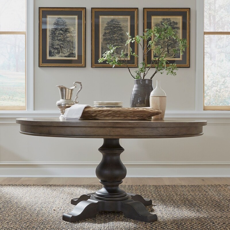 Americana Farmhouse Single Pedestal Table Base- Black 615P6060B