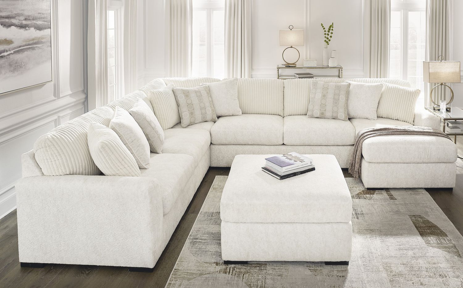 Chessington Oversized Accent Ottoman In Ivory 6190408