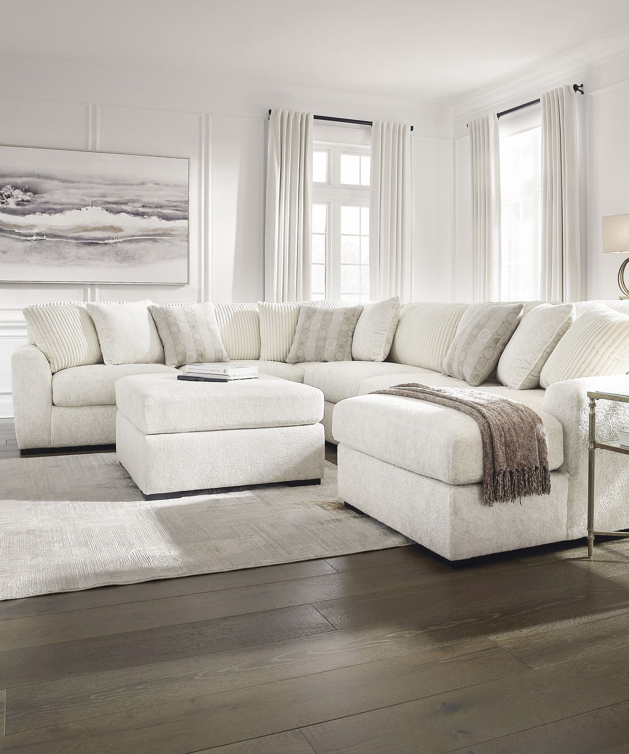 Chessington Oversized Accent Ottoman In Ivory 6190408