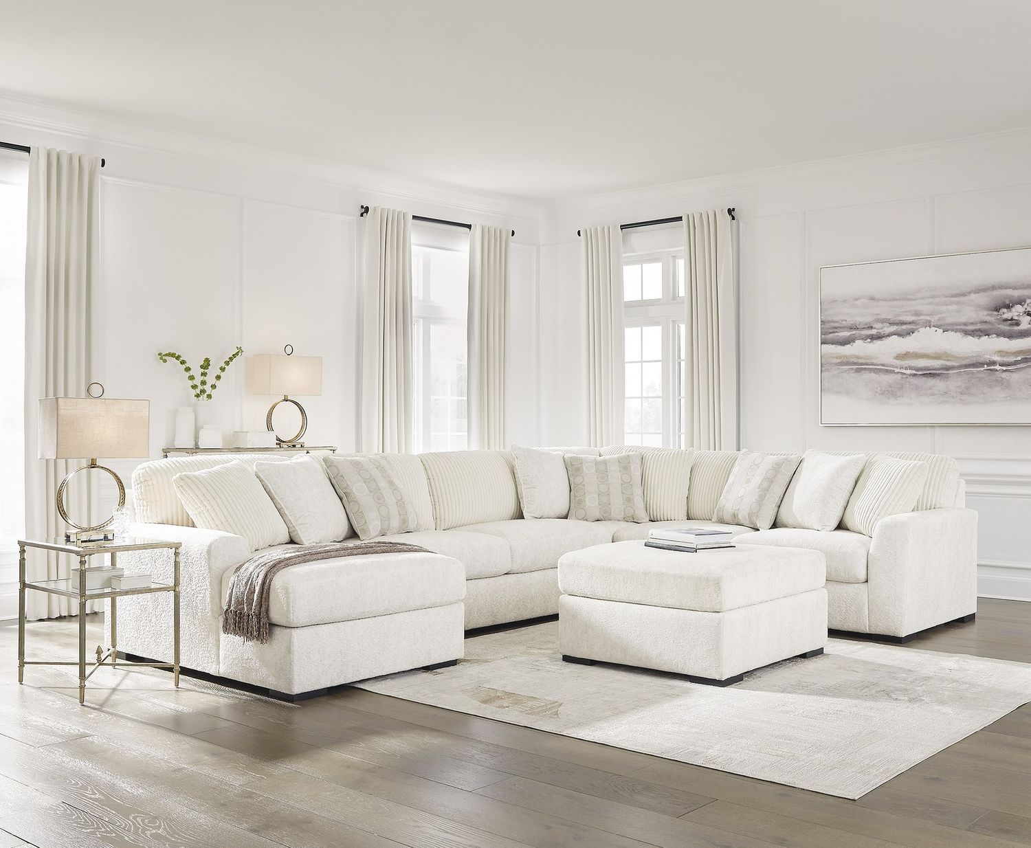 Chessington Oversized Accent Ottoman In Ivory 6190408