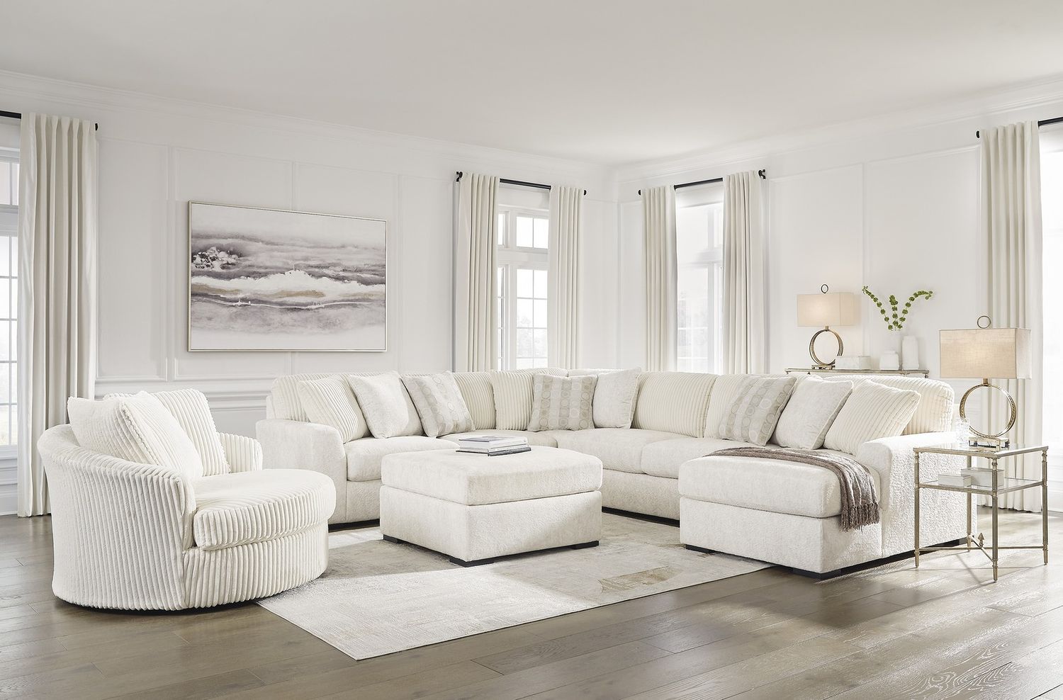 Chessington Oversized Accent Ottoman In Ivory 6190408