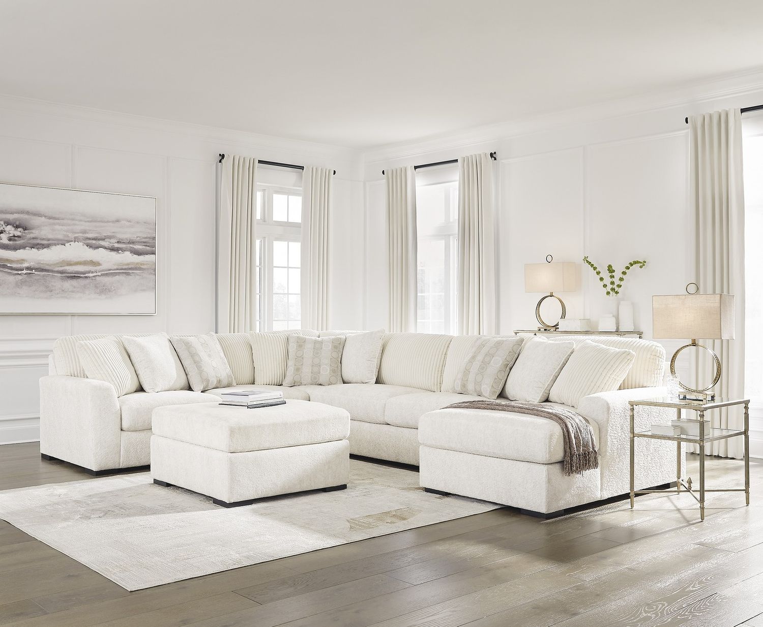 Chessington Oversized Accent Ottoman In Ivory 6190408
