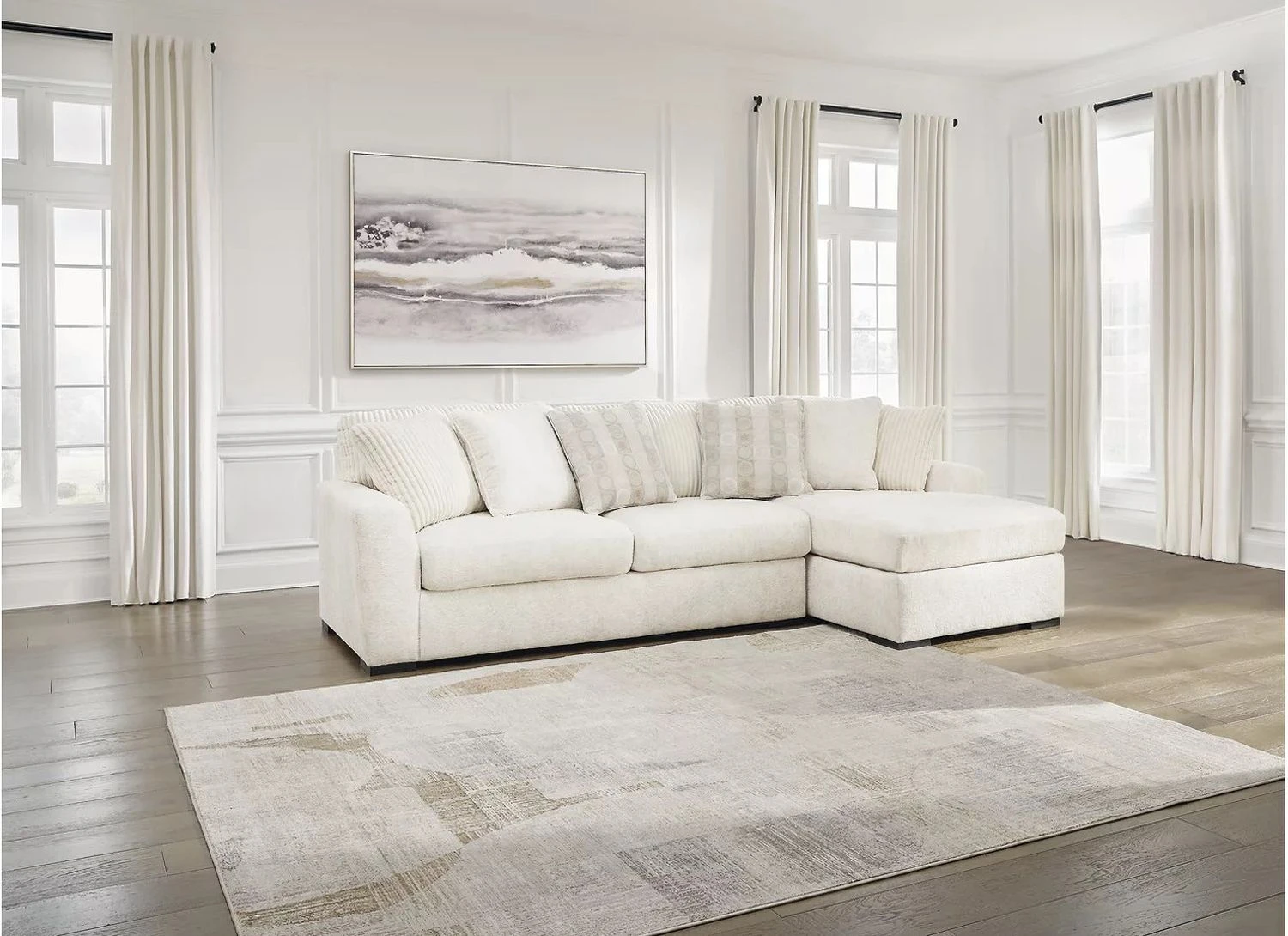 Chessington 2-Piece RAF Sectional with Chaise In Ivory 61904S2