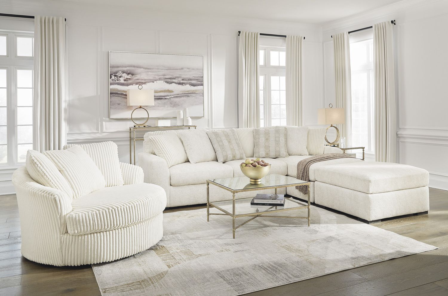 Chessington 2-Piece RAF Sectional with Chaise In Ivory 61904S2