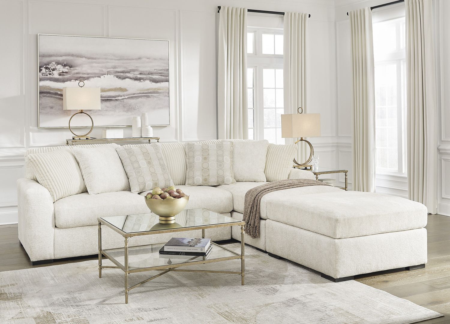Chessington 2-Piece RAF Sectional with Chaise In Ivory 61904S2