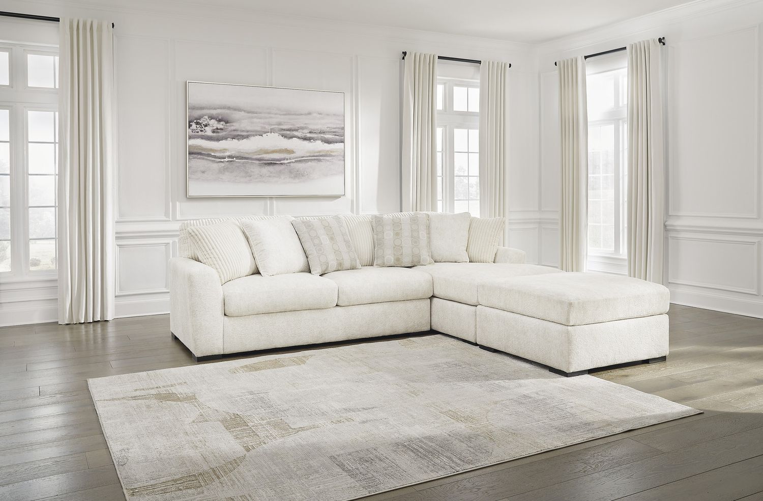 Chessington 2-Piece RAF Sectional with Chaise In Ivory 61904S2