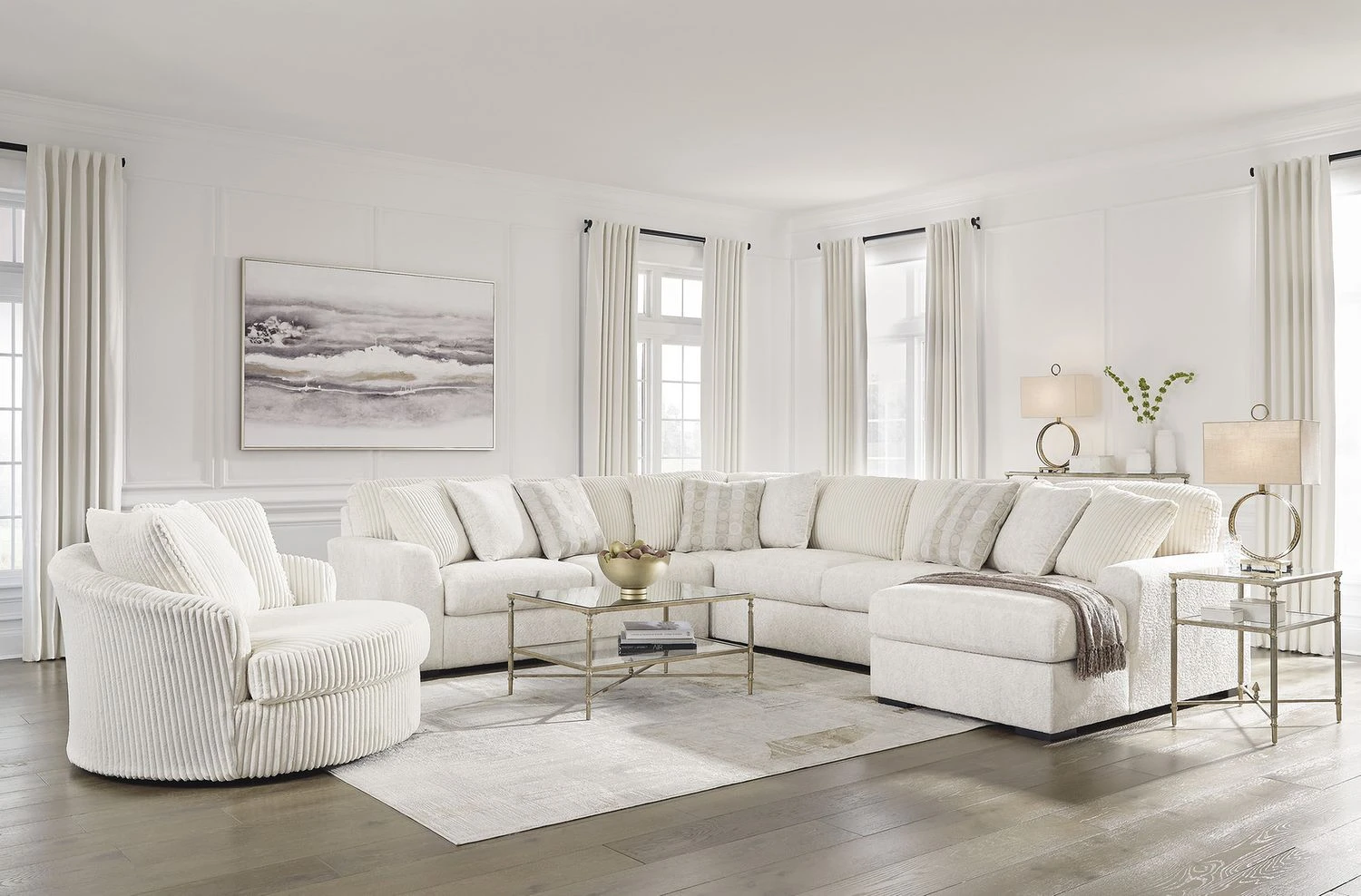 Chessington 4-Piece Sectional with Chaise In Ivory 61904S4