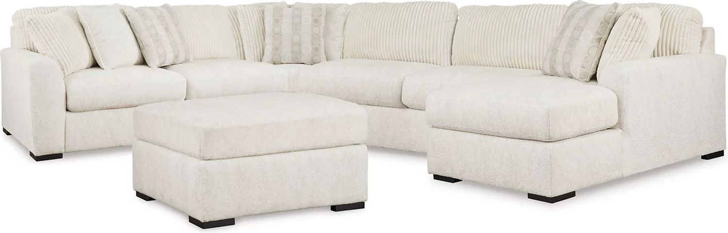 Chessington 4-Piece Sectional and Oversized Accent Ottoman In Ivory 61904U1