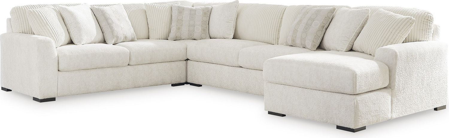 Chessington 4-Piece Sectional and Oversized Accent Ottoman In Ivory 61904U1