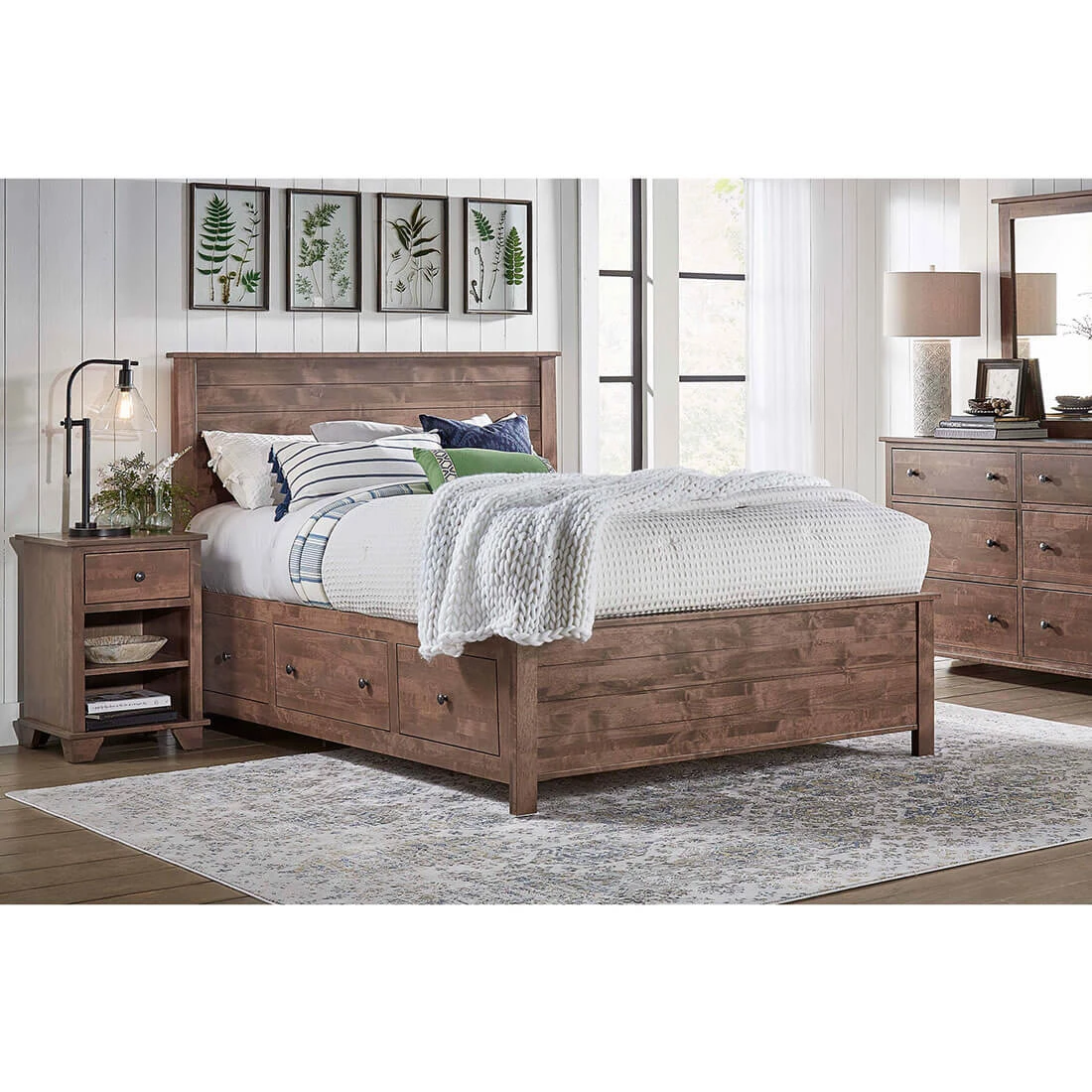 Portland Plank Full Bed - Storage Pedestals - 62270 62270