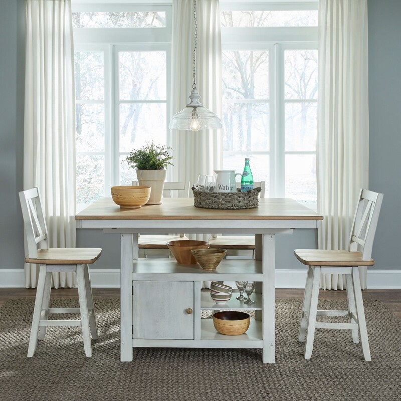 Lindsey Farm 5 Piece Gathering Table Set 62WHCD5GTS