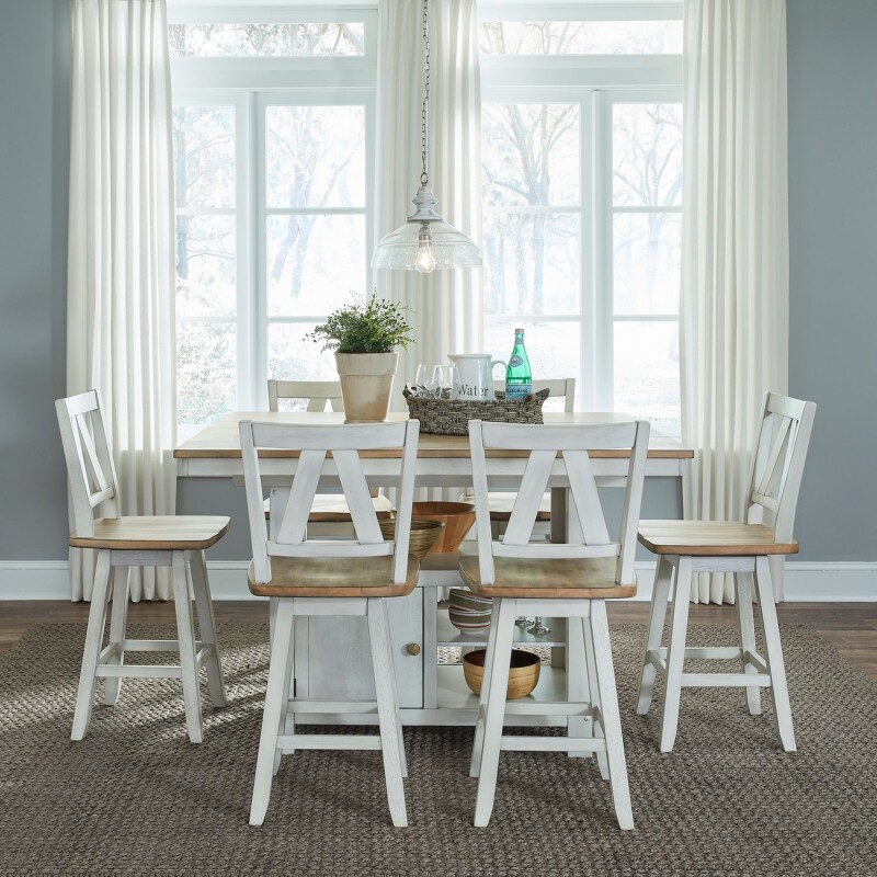 Lindsey Farm 7 Piece Gathering Table Set 62WHCD7GTS