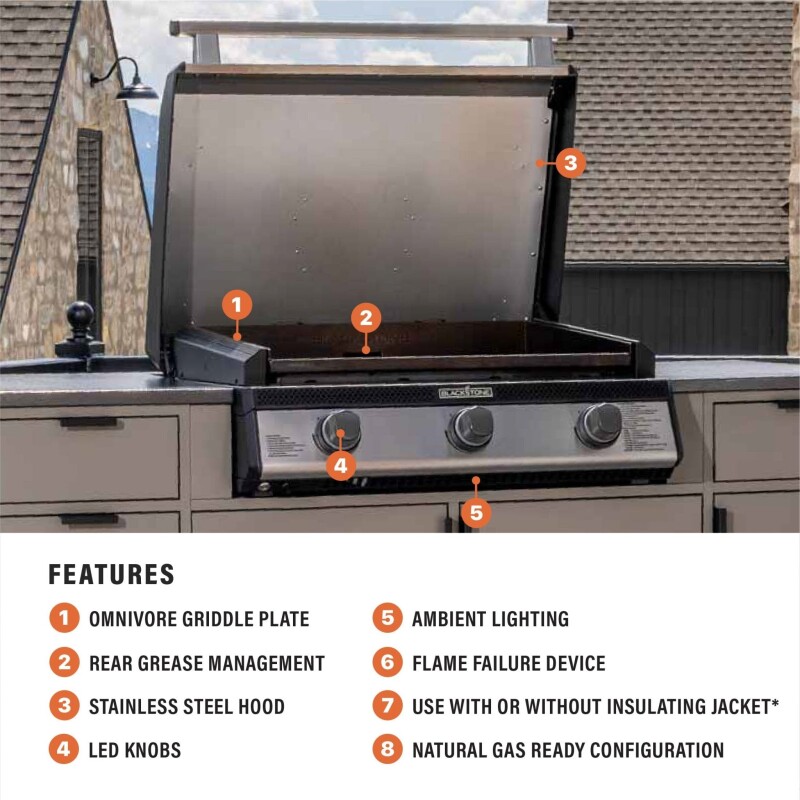 28" Drop-in Griddle with Hood (Natural Gas) 6301