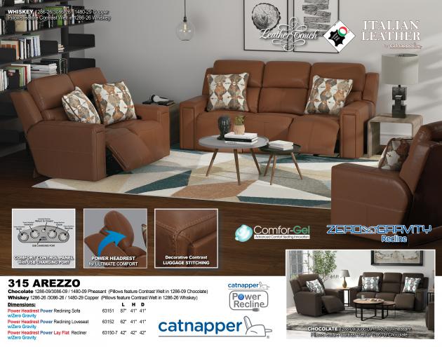 Arezzo 315 Power Headrest Power Reclining Loveseat w/Zero Gravity 63152