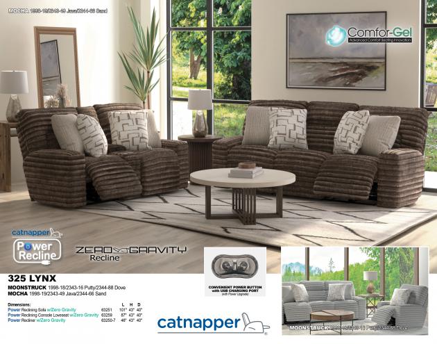 Lynx 325 Power Reclining Sofa w/Zero Gravity 63251