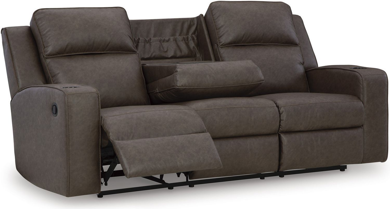 Lavenhorne Reclining Sofa With Drop Down Table In Granite 6330689
