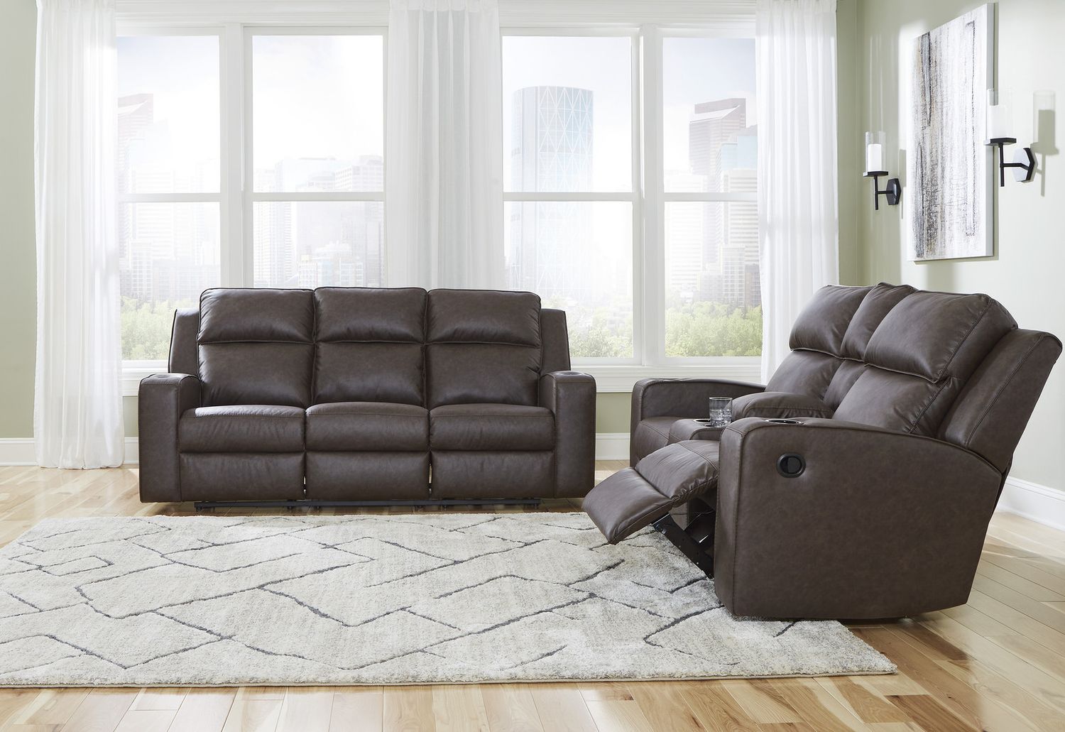 Lavenhorne Reclining Sofa With Drop Down Table In Granite 6330689