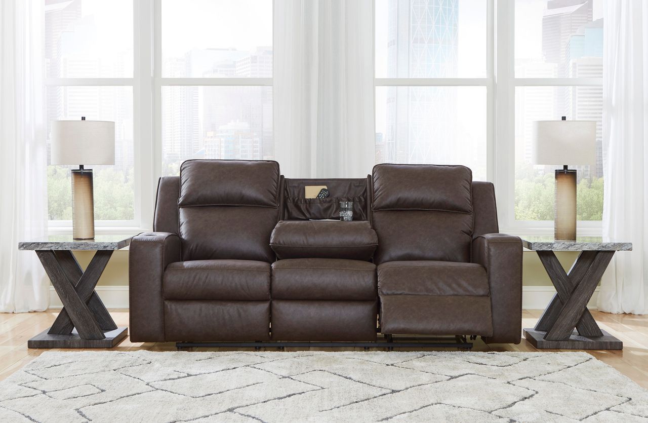 Lavenhorne Reclining Sofa With Drop Down Table In Granite 6330689