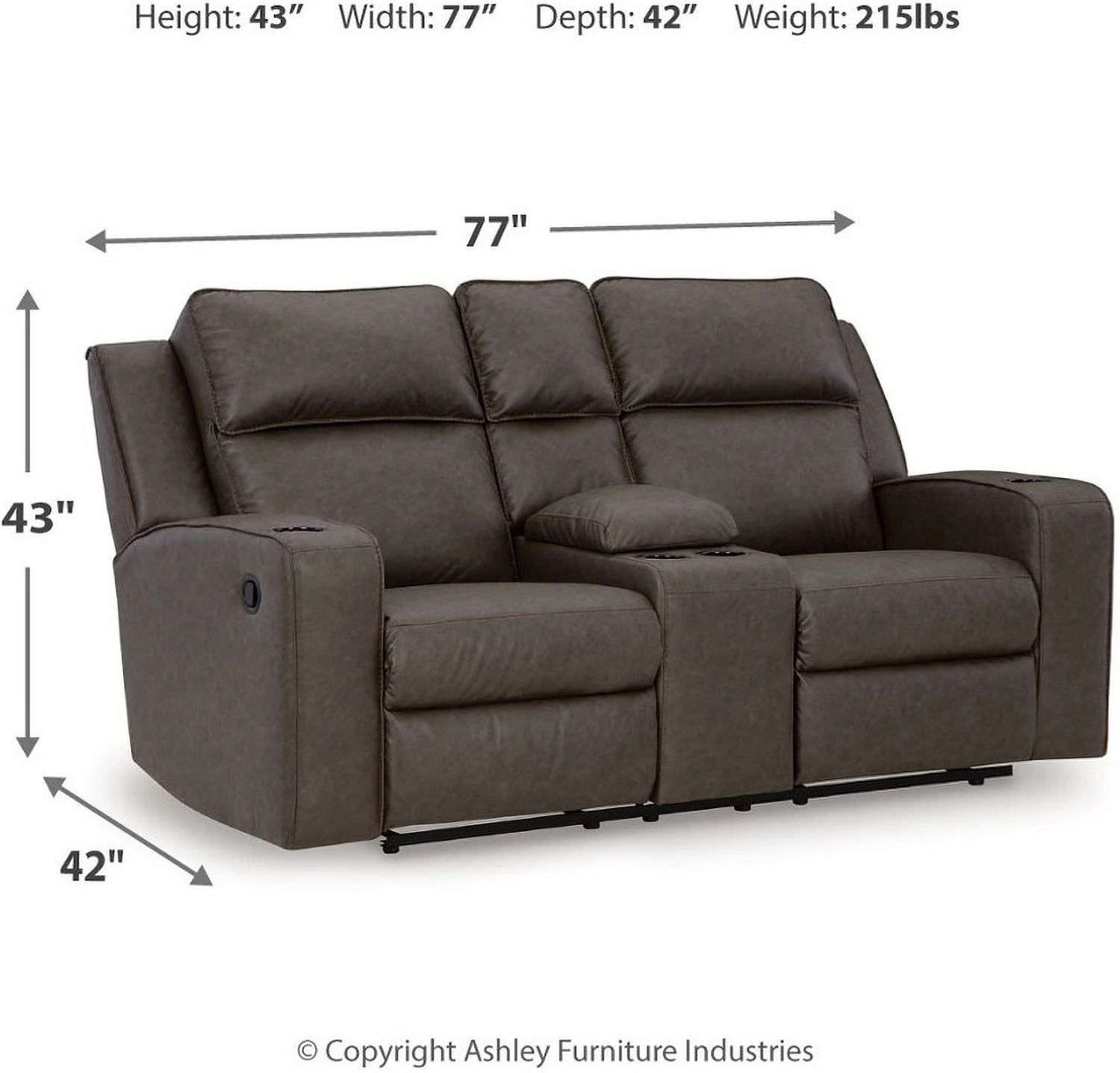 Lavenhorne Double Reclining Loveseat With Console In Granite 6330694