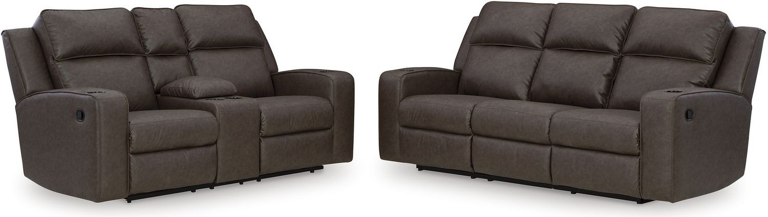 Lavenhorne Reclining Living Room Set With Drop Down Table In Granite 63306U1