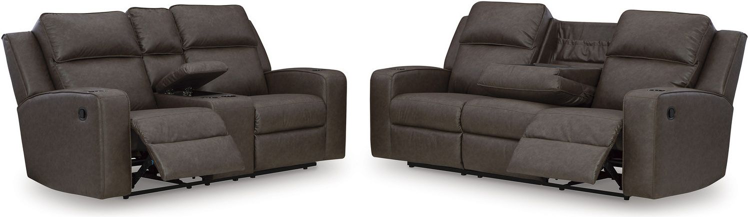 Lavenhorne Reclining Living Room Set With Drop Down Table In Granite 63306U1