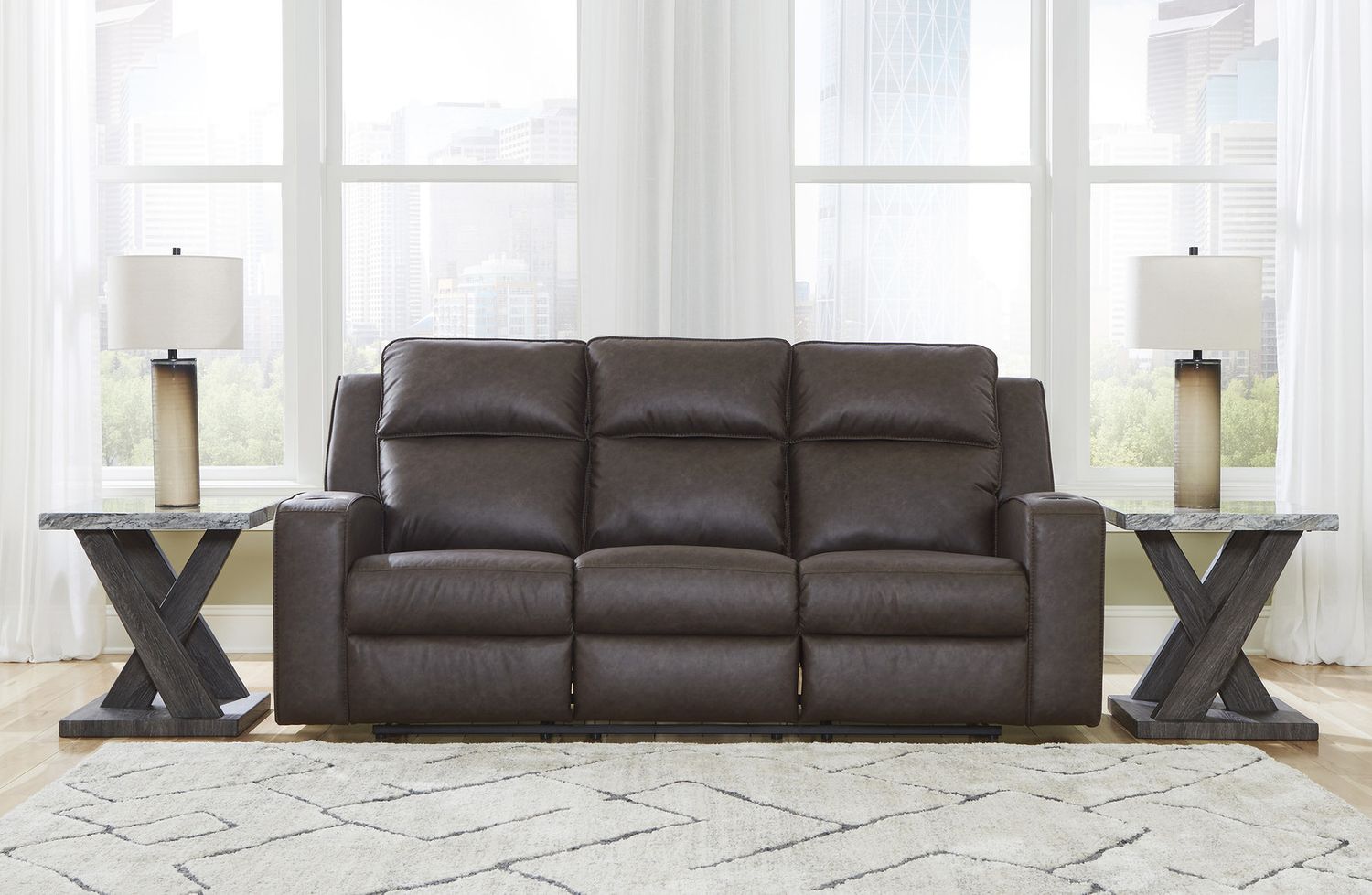 Lavenhorne Reclining Living Room Set With Drop Down Table In Granite 63306U1