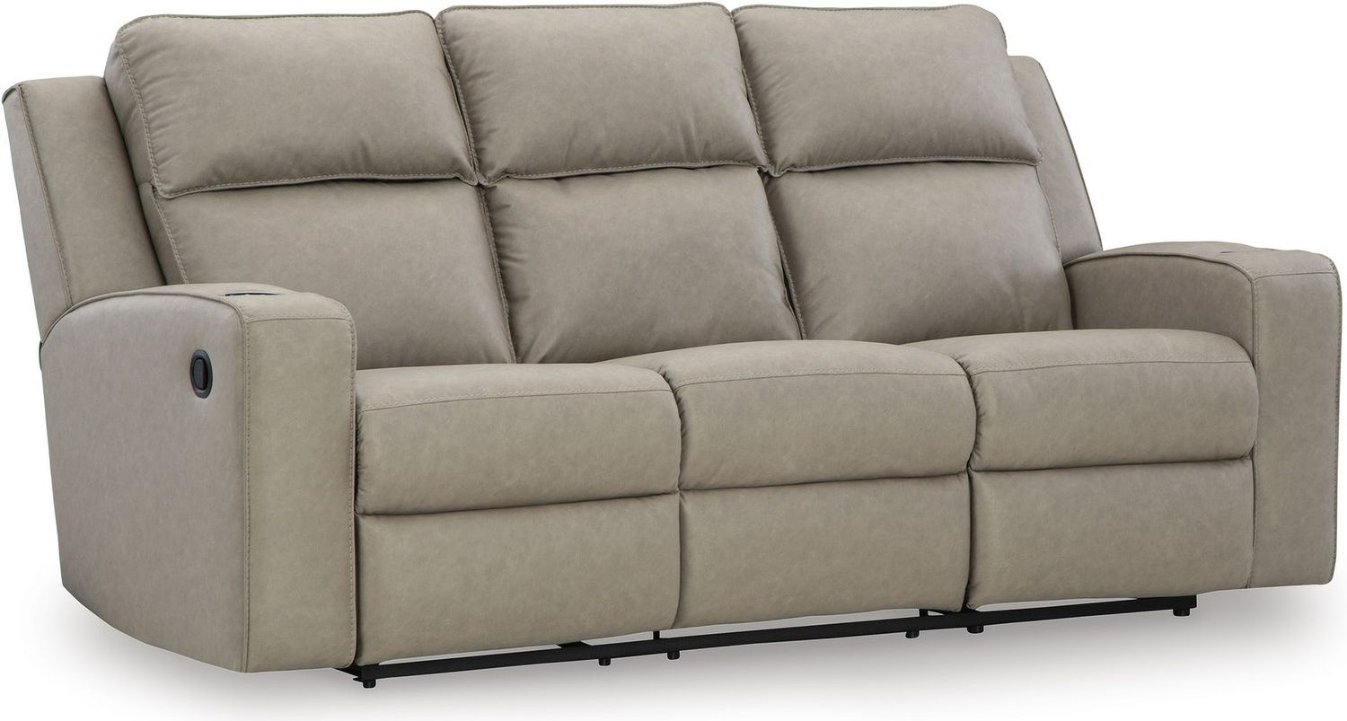 Lavenhorne Reclining Sofa With Drop Down Table In Pebble 6330789