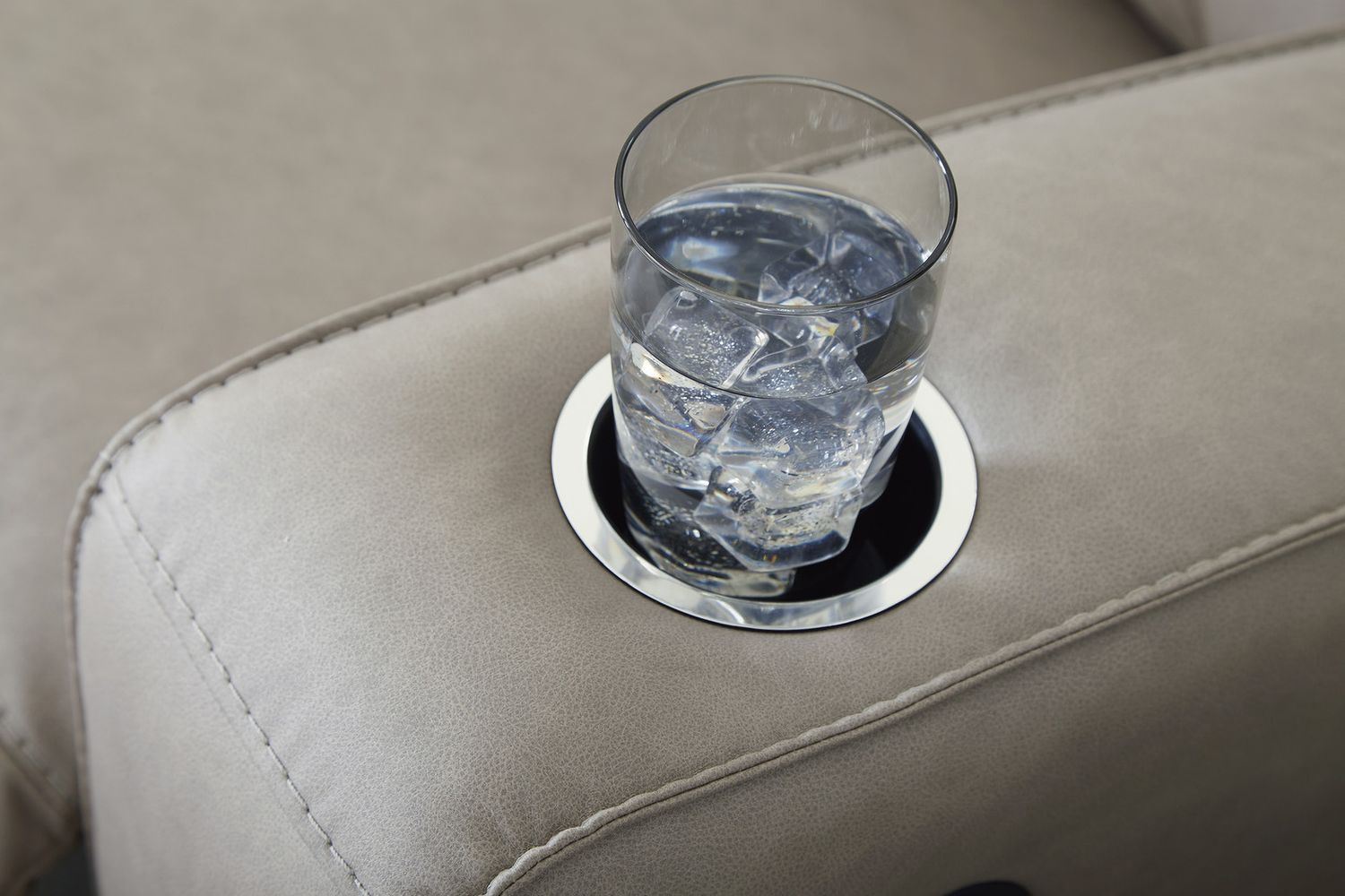 Lavenhorne Reclining Sofa With Drop Down Table In Pebble 6330789