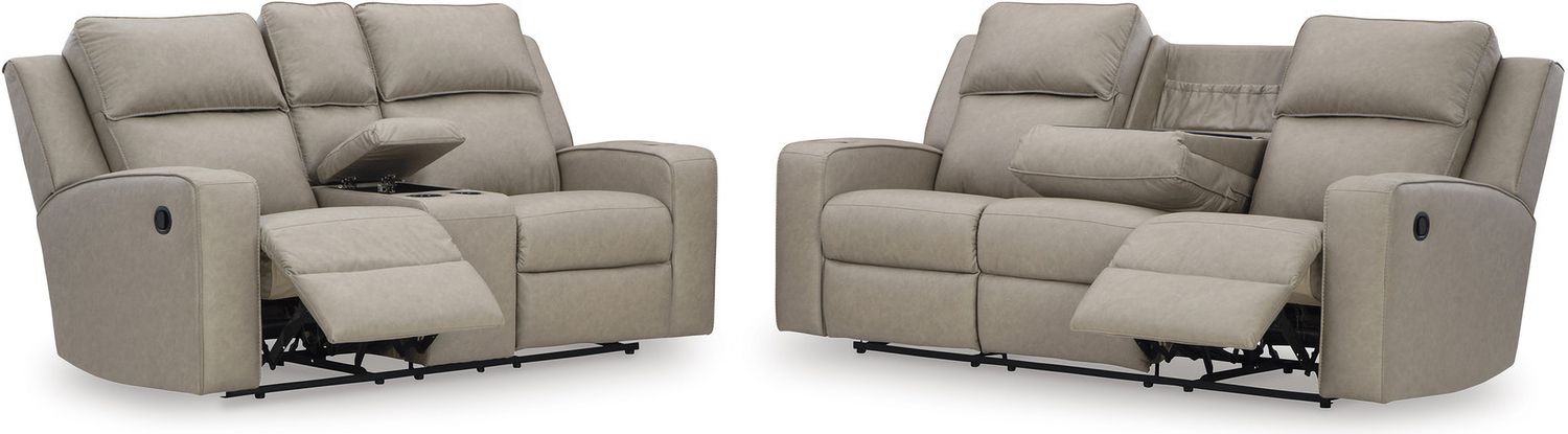 Lavenhorne Double Reclining Loveseat With Console In Pebble 6330794