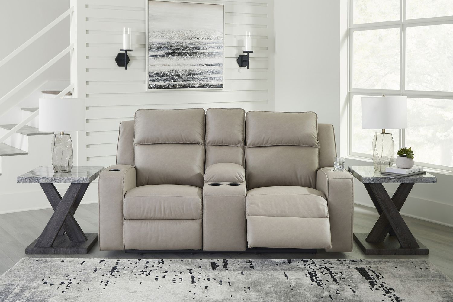 Lavenhorne Reclining Living Room Set With Drop Down Table In Pebble 63307U1
