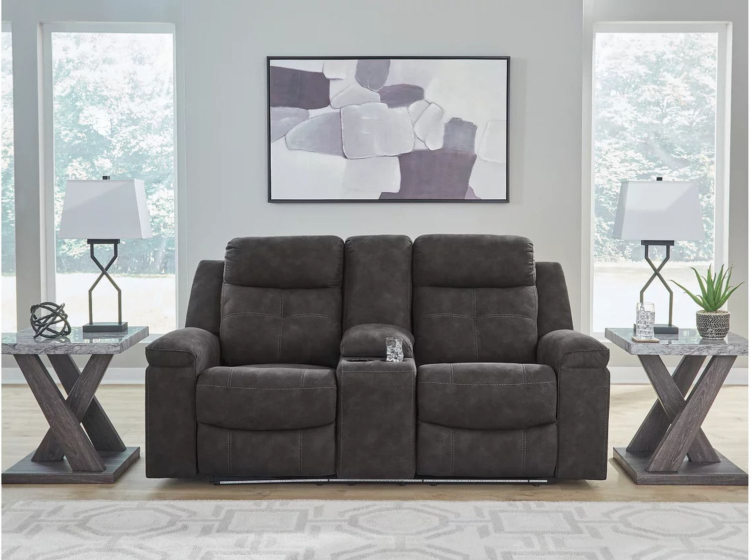 Brysonview Reclining Loveseat with Console In Charcoal 6360594