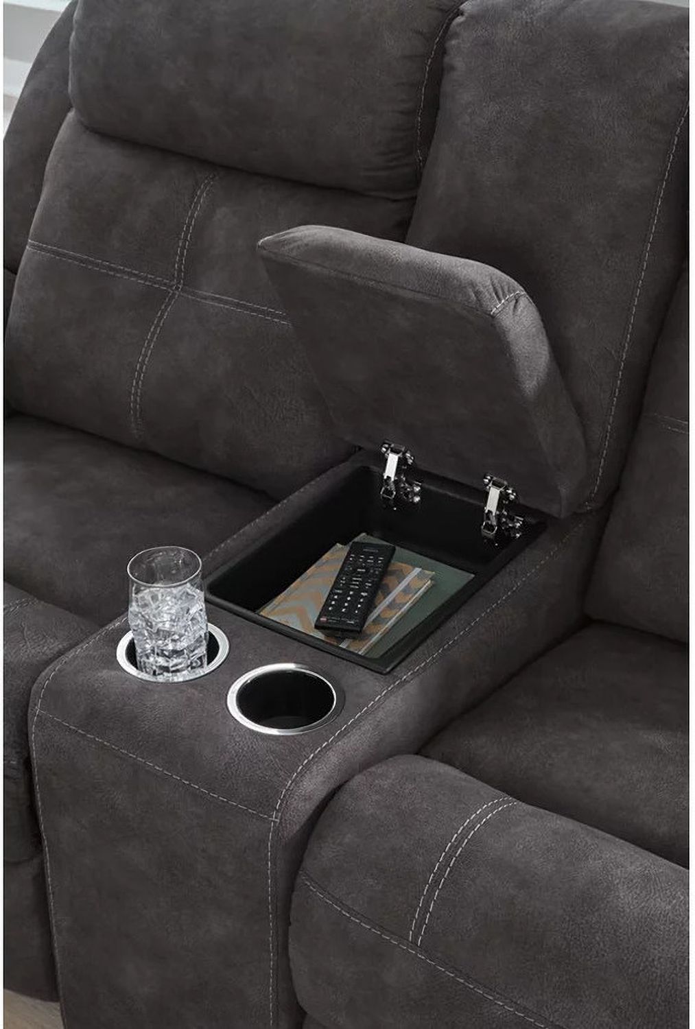 Brysonview Reclining Loveseat with Console In Charcoal 6360594