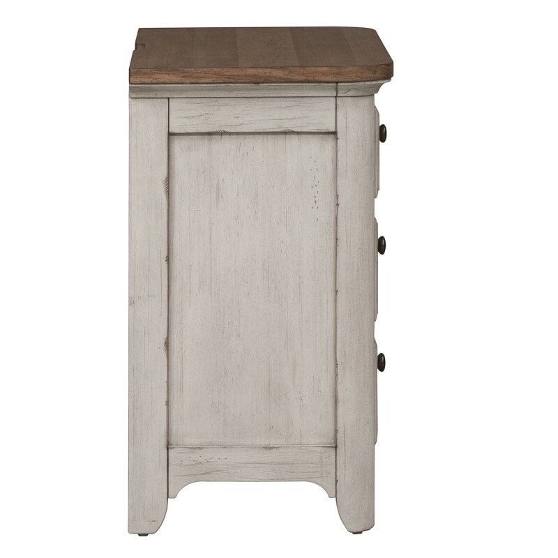 Farmhouse Reimagined 3 Drawer Night Stand w/ Charging Station 652BR61