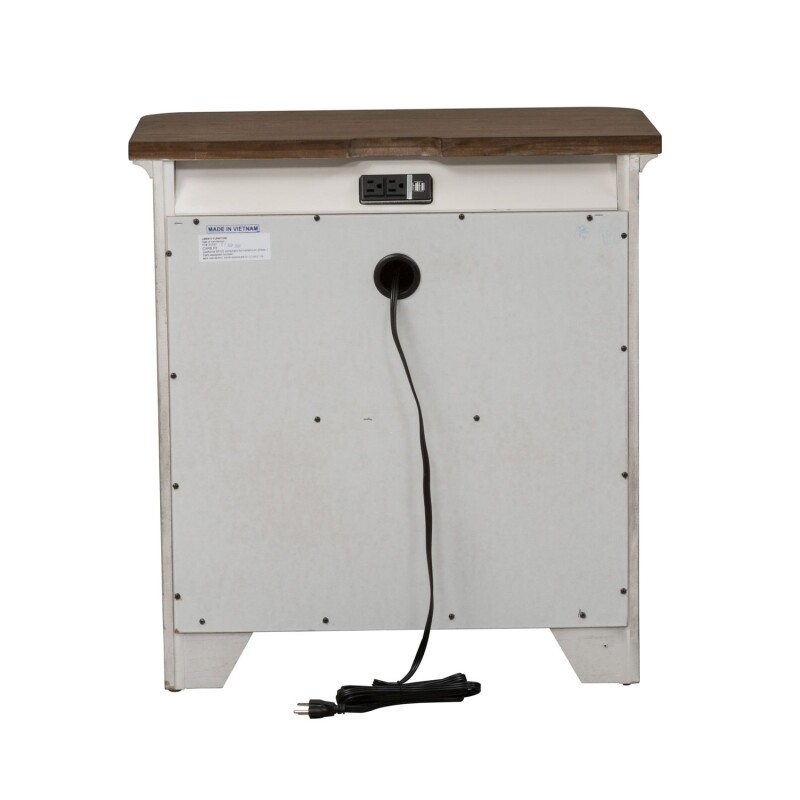 Farmhouse Reimagined 3 Drawer Night Stand w/ Charging Station 652BR61