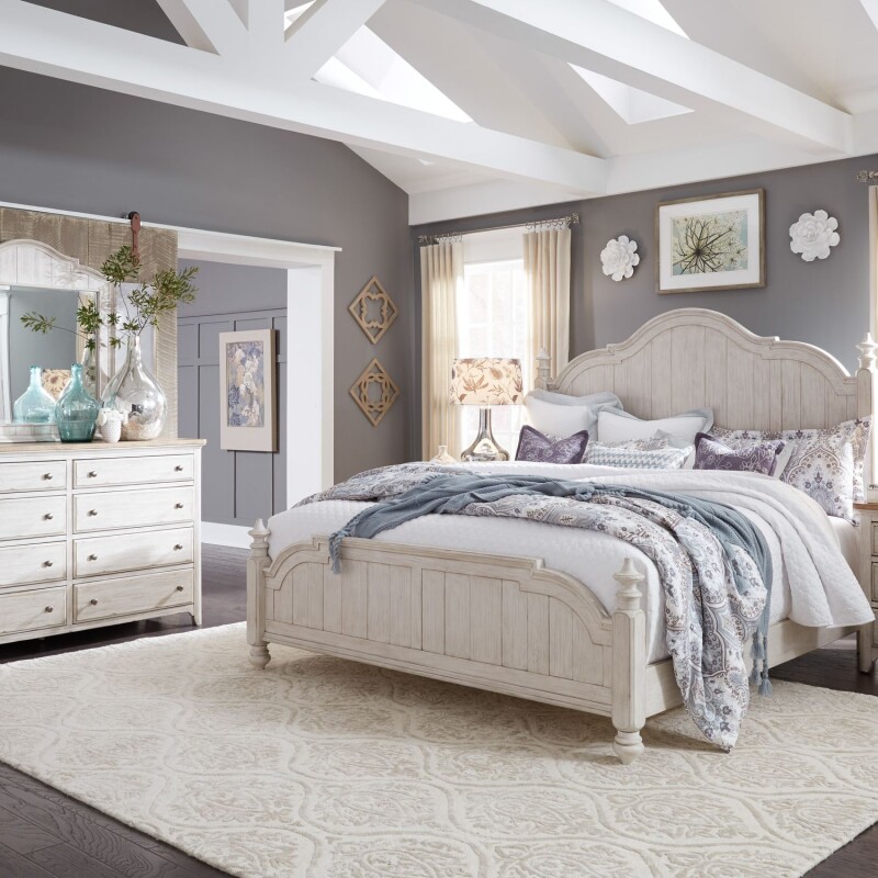 Farmhouse Reimagined King Poster Bed, Dresser & Mirror 652BRKPSDM