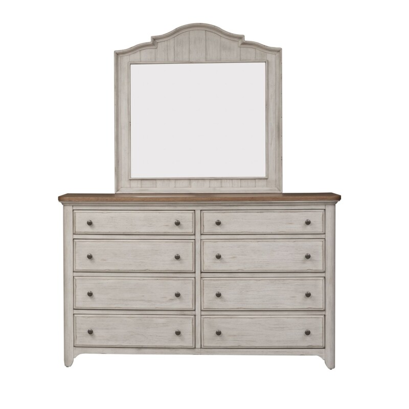 Farmhouse Reimagined Queen Poster Bed, Dresser & Mirror, Night Stand 652BRQPSDMN