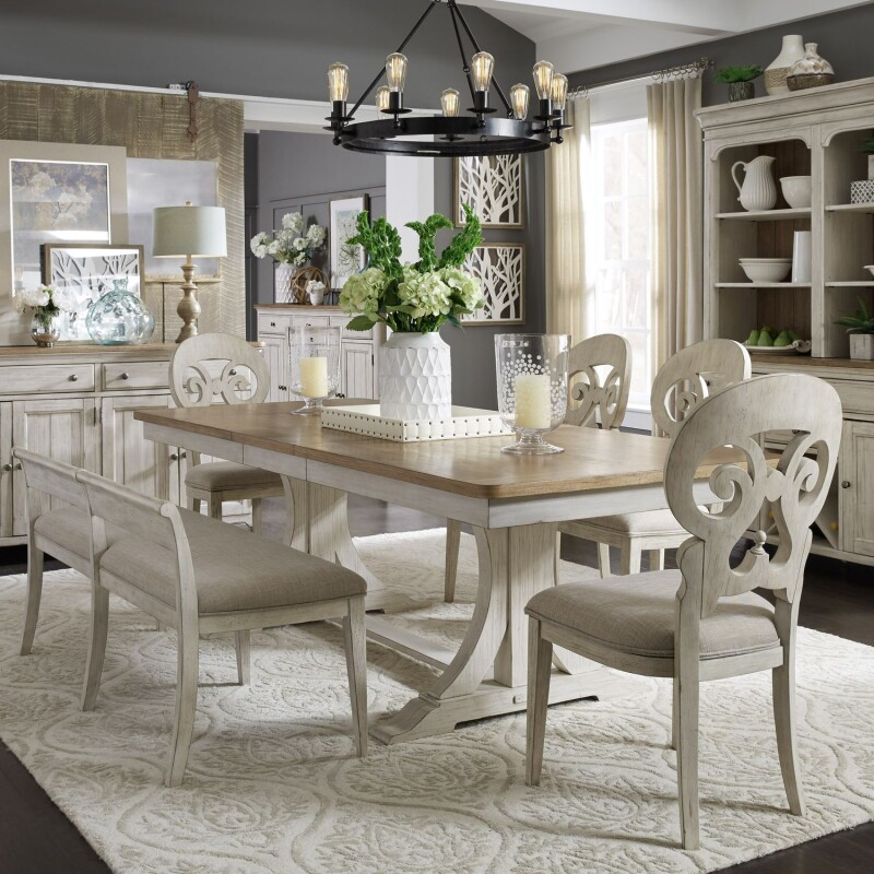 Farmhouse Reimagined 6 Piece Trestle Table Set 652DR6TRS