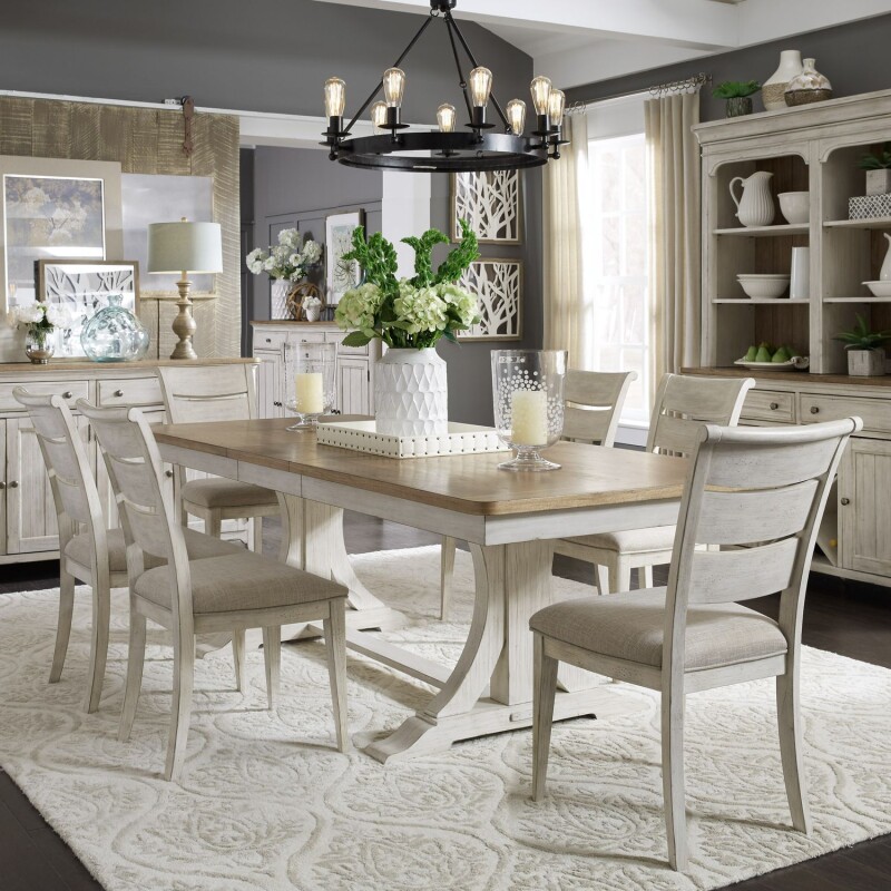 Farmhouse Reimagined Opt 7 Piece Trestle Table Set 652DRO7TRS