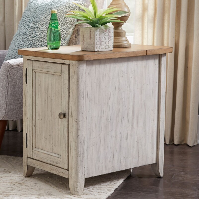 Farmhouse Reimagined Door Chair Side Table w/ Charging Station 652OT1022
