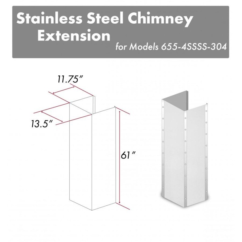 61" DuraSnow Extended Chimney and Crown - 30 Inch 6554SSSS30304E