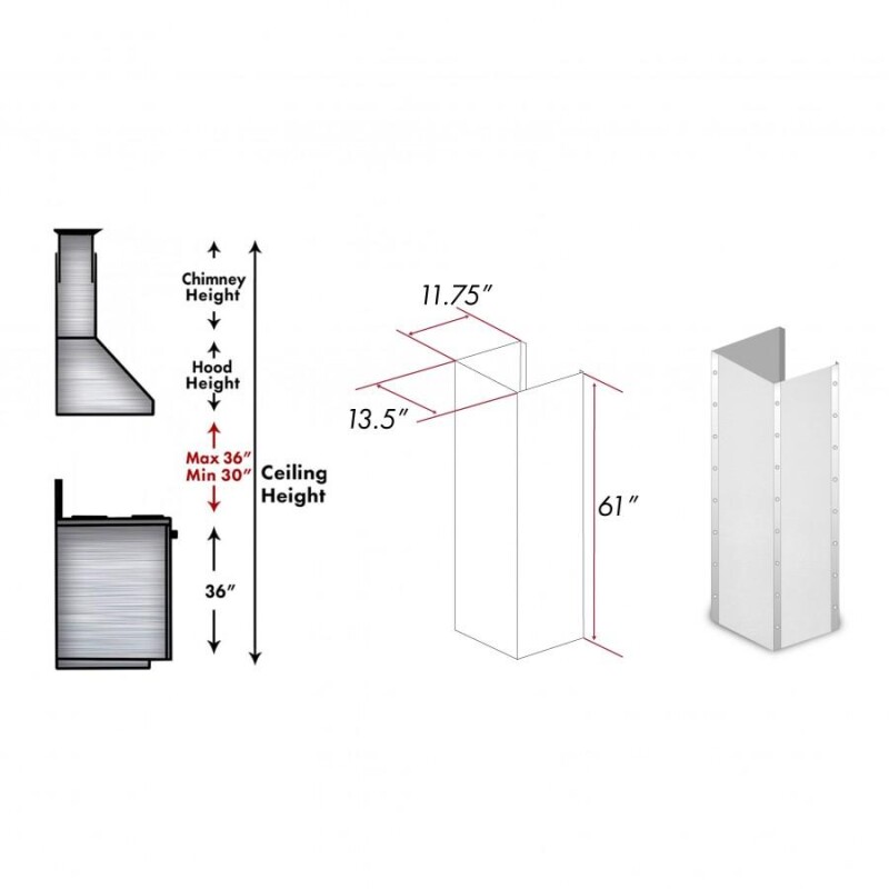 61" DuraSnow Extended Chimney and Crown - 30 Inch 6554SSSS30304E