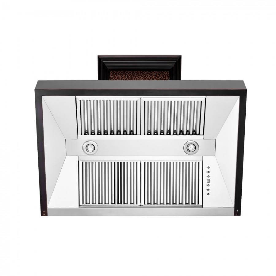 30 In. Convertible Vent Designer Series Wall Mount Range Hood In Hand-hammered Copper And Oil-rubbed Bronze 655HBXXX30