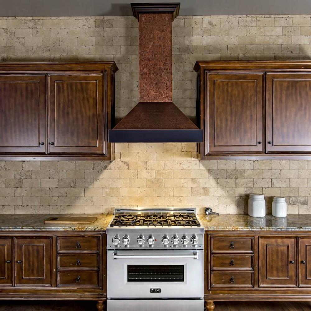 48 In. Ducted Vent Designer Series Wall Mount Range Hood In Hand-hammered Copper And Oil-rubbed Bronze 655HBXXX48