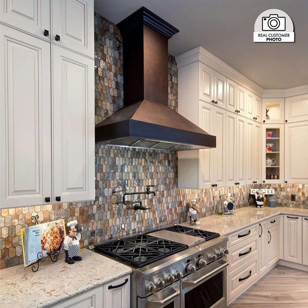 48 In. Ducted Vent Designer Series Wall Mount Range Hood In Hand-hammered Copper And Oil-rubbed Bronze 655HBXXX48