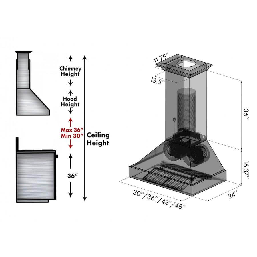 48 In. Ducted Vent Designer Series Wall Mount Range Hood In Hand-hammered Copper And Oil-rubbed Bronze 655HBXXX48